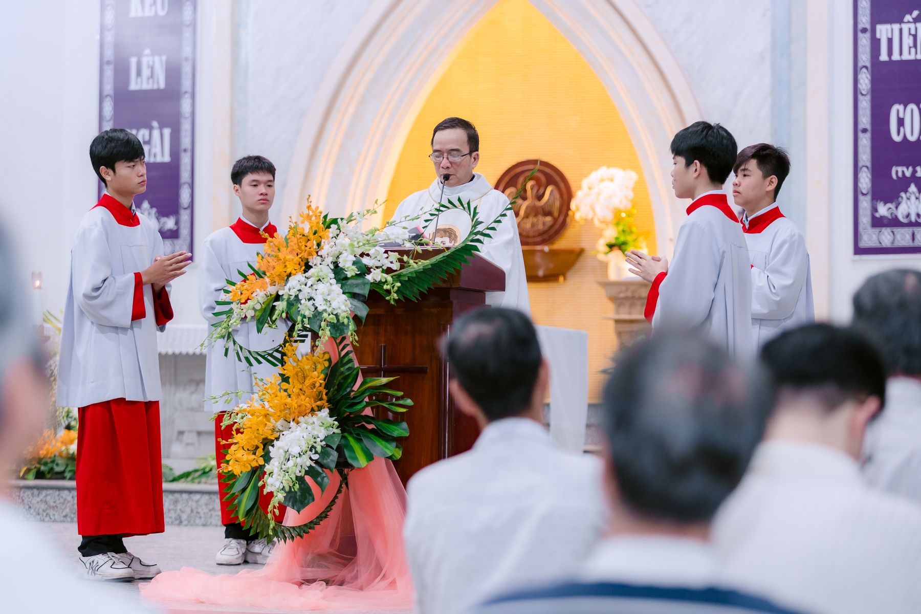 Temporary concept photograph of a Catholic Mass celebration