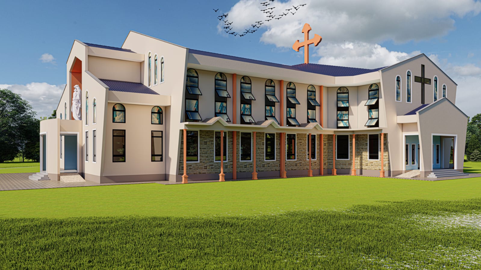 Architectural visualisation of the proposed All Saints Vindo parish church